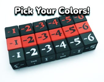 Mini dés négatifs (lot de 8) - Petits dés de 12 mm parfaits pour One Piece, Lorcana, MTG, Pokemon, Gundam, Union Arena, YuGiOh et plus encore !