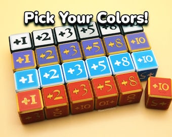 Dés positifs (lot de 6) - One Piece, Lorcana, MTG, Pokemon et plus de JCC. Lumineux et coloré pour attirer votre attention avec des chiffres faciles à préparer