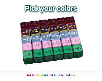 Negative Dice (Set of 6) - One Piece, Lorcana, MTG, Pokemon, and more TCGs. Bright and colorful to catch your eye with easy to ready digits