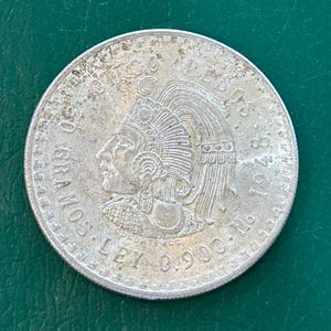 1948 メキシコ シンコ 5 ペソ .900 シルバー アステカ クアウテモック