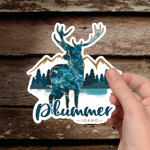 Plummer Idaho Elk Mountains Lake Die-Cut Vinyl Decal Stickers Souvenir