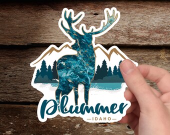 Plummer Idaho Elk Mountains Lake Die-Cut Vinyl Decal Stickers Souvenir