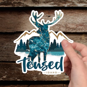 Tensed Idaho Elk Mountains Die-Cut Vinyl Decal Sticker Souvenir