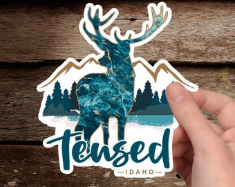 Tensed Idaho Elk Mountains Die-Cut Vinyl Decal Sticker Souvenir