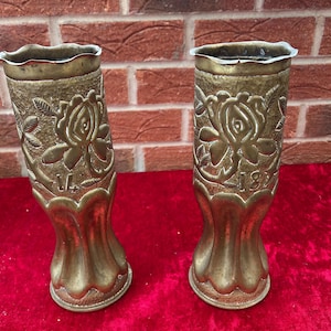 Pair of French Trench Art vases. First World War.