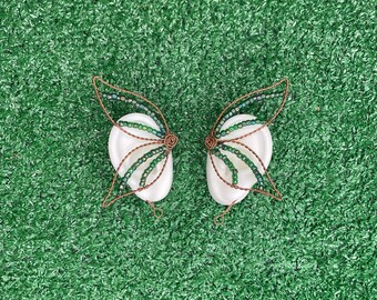 Pendientes de mariposa de fantasía envueltos en alambre - “Marisa”