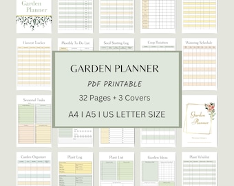 Planificador de jardín imprimible, registro y diario (PDF)