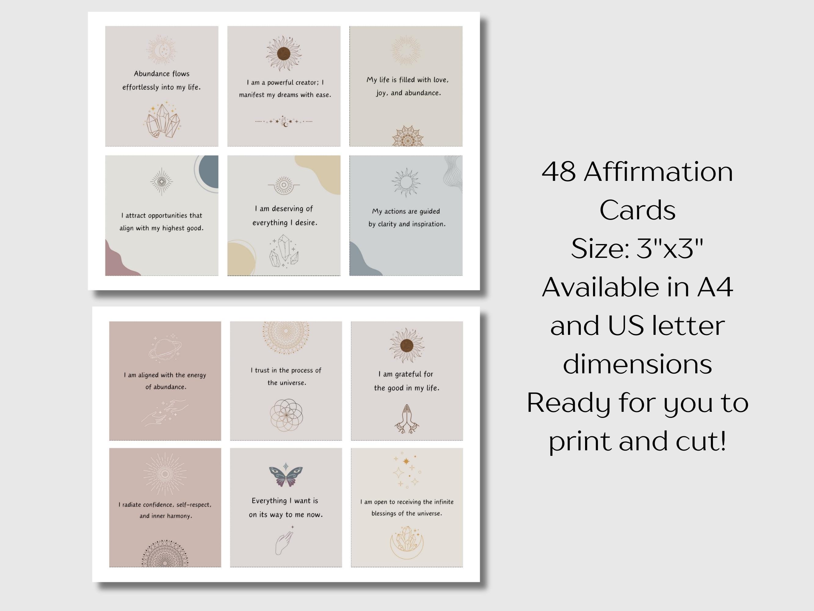 Manifestation Printable Affirmation Card Decks, Editable Canva ...