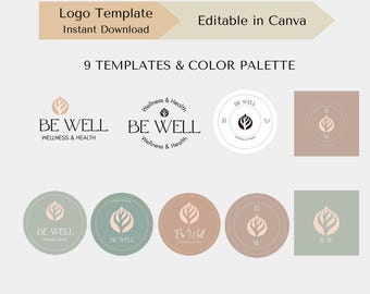 Logo préfabriqué de marque bien-être, modèle de logo modifiable pour une entreprise de bien-être et de santé, création de logo de site Web pour une entreprise spirituelle et de coaching de vie