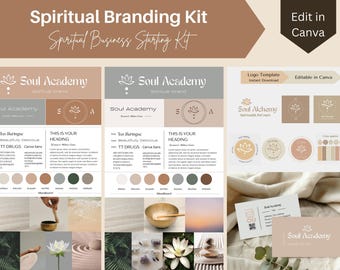 Spiritual Business Branding Kit, Premade Logo, Canva Templates (Digital Download)