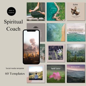 Spiritual Instagram Post Template Bundle, Story Posts for Spiritual&Life Coach, Editable Canva Template, Social Media, Meditation Coach