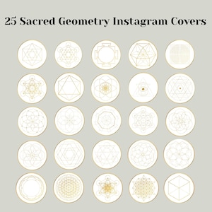 Sacred Shapes Instagram Highlight Covers – 25 Gold Sacred Geometry Icons, Mystical Story Buttons, Spiritual Highlights, Instant Download
