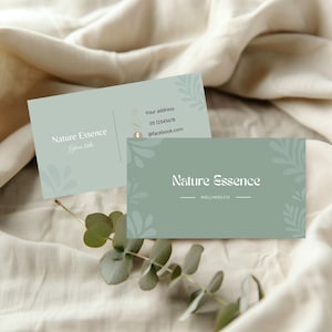 Sage Green Floral Business Card Template | Wellness Branding (Digital Download)
