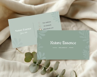 Plantilla de tarjeta de presentación floral verde salvia / Marca de bienestar (descarga digital)