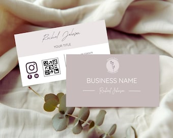 Plantilla de tarjeta de presentación bohemia / Tarjeta de marca de bienestar / Diseño editable en Canva de doble cara / Estilo artesanal / Descarga digital