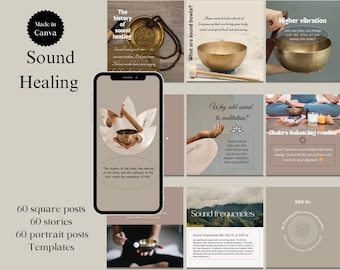 Instagram Sound Healing Posts, Healer's Bundel, Bewerkbare Canva-sjablonen, Energy Healing Social Media Posts, Wellness en spiritualiteit