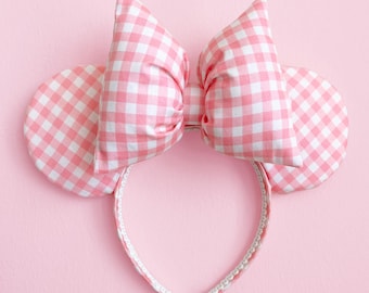 Minnie Ear Pink Gingham Ears Easter Minnie Ears Easter Mouse Ear Aurora Minnie Ear Sleeping Beauty Minnie Ear Runaway Railway Picnic Ear