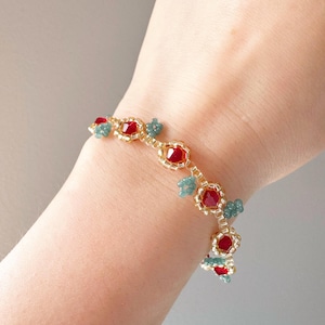 Beaded Rose Bracelets, Beaded Flower Bracelets, Gift for her