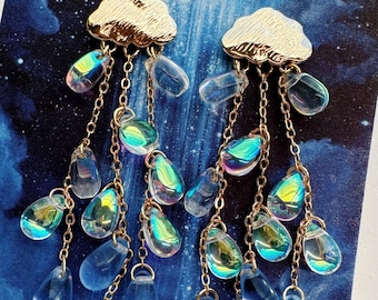 Cloud Raindrop Dangle Earrings, Falling Rain Earring