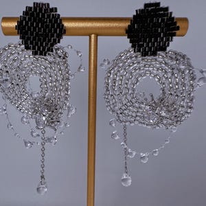 Spider Web Earrings, Unique Beaded Earrings, Handmade Long Earrings, Handmade Spiderweb Earrings, Gothic Earrings