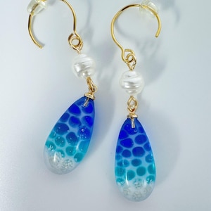 Real Sand Resin Earrings: 14k Gold Plated, Ocean Theme