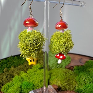 Reindeer Moss Earrings: Handmade Mushroom Dangle Earrings