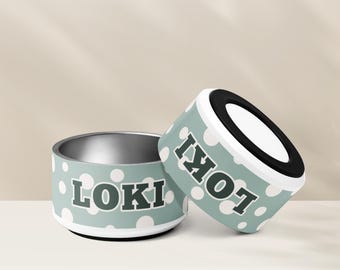 Custom Dog Bowl, Stainless Steel Pet Bowl, Personalized Dog Bowl, Polka Dot Pet Bowl, Pet Bowl With Name, Dog Bowl With Name, Small Pet Bowl