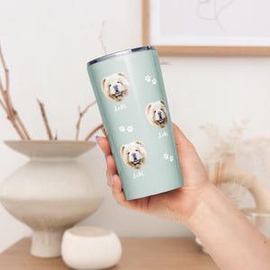 Custom Pet Face Tumbler, Personalized Pet Photo + Name, Insulated Stainless Steel Wine Tumbler for Hot & Cold Drinks Coffee Cup,Pet Mom Gift