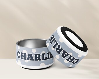 Custom Dog Bowl, Stainless Steel Pet Bowl, Personalized Dog Bowl, Polka Dot Pet Bowl, Pet Bowl With Name, Dog Bowl With Name, Small Pet Bowl