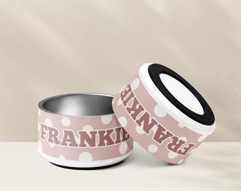 Custom Dog Bowl, Stainless Steel Pet Bowl, Personalized Dog Bowl, Polka Dot Pet Bowl, Pet Bowl With Name, Dog Bowl With Name, Small Pet Bowl