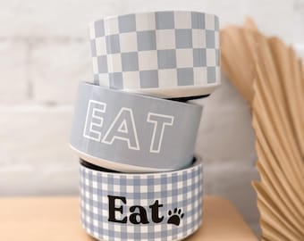 Custom Dog Bowl, Checkered Stainless Steel Pet Bowl, Personalized Water Bowl, Custom Pet Feeder Dog Bowl With Name, Small Pet Drinking Bowl