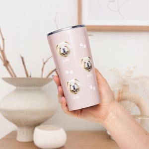 Custom Pet Face Tumbler, Personalized Pet Photo + Name, Insulated Stainless Steel Wine Tumbler for Hot & Cold Drinks Coffee Cup,Pet Mom Gift