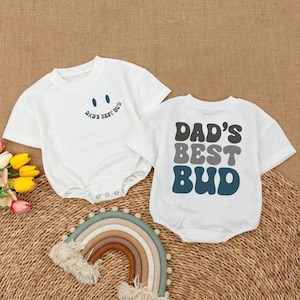 Dad&#39;s Best Bud Baby Romper, First Father&#39;s Day Outfit, Baby Boy Clothes Clothes, Father&#39;s Day Bodysuit, Dad Son Shirt, Fathers Day Gifts