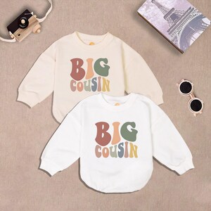 Big Cousin Baby Romper, Matching Cousin Natural Bodysuit, Baby Retro Toddler, Cousins Crew Bodysuit, Baby Shower Gift, Newborn Gift