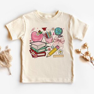 Girls Back To School Shirt For Kids, Toddler Back To School Shirt, Coquette Pink Bow, Kids School Shirt, Kids Coquette, First Day Of School