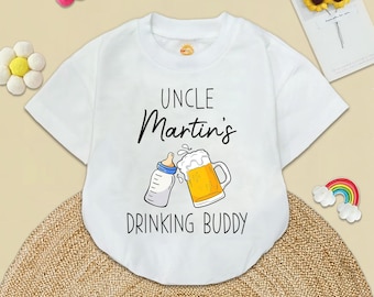 Personalized Uncle's Drinking Buddy Baby Romper, Gag Gift
