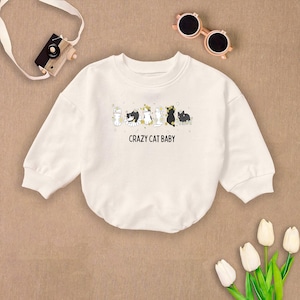 Crazy Cat Baby Romper, Little Cat Baby Bodysuit, Cute Animal Baby Bodysuit, Newborn Gift, Baby Announcement