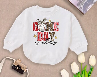 Game Day Baseball Baby Romper: Glitter Newborn Outfit