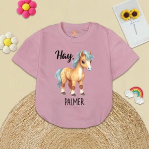 Hay Personalized Name Baby Romper, Horse Baby Bodysuit, Trendy Baby Outfit, Custom Baby Clothes, Cute Animals, Baby Shower Gift