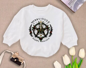 Merry Yule Baby Romper: Happy Solstice Newborn Outfit