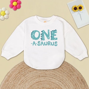One-a-Saurus 1st Birthday Sweatshirt - Dinosaur First Birthday Outfit - Cute Dino Theme Toddler Birthday Shirt