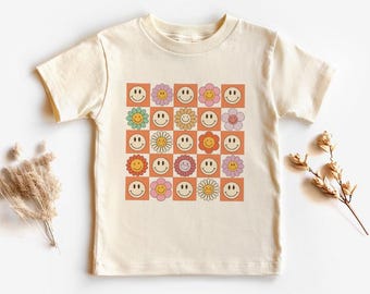 Smiling Daisy Face Toddler Shirt: Funny Yellow & Pink Tee
