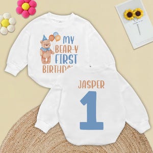 Bear birthday baby romper, bear 1st birthday, first birthday baby bodysuit, boys 1st birthday,teddy bear birthday, beary 1st birthday outfit