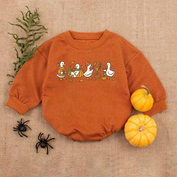 Cozy Silly Goose Baby Romper: Autumn Thanksgiving Outfit