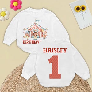 Circus birthday baby romper, carnival birthday bodysuit, circus party, carnival party, circus birthday girl, 1st birthday clothes