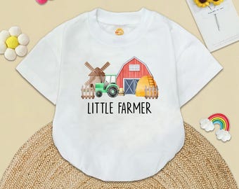 Little Farmer Baby Bodysuit: Tractor Barn Romper, Country Newborn Gift