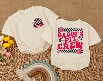 Daddy's Pit Crew Baby Romper, Racing Outfit, Father's Day Gift