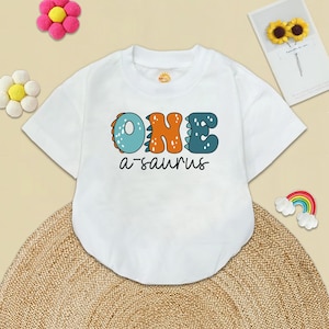 Oneasaurus Romper Sweatshirt -  1st Birthday Dinosaur Baby Bodysuit - One-A-Saurus First Birthday Shirt - Turning One Dino Birthday Party