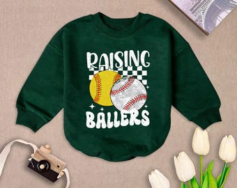Raising Ballers Baby Romper: Retro Baseball Softball Outfit