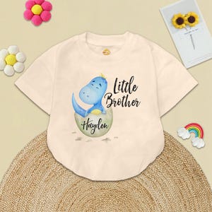 Little Brother Dinosaur Baby Romper, Baby Boy Clothes, Baby Dinosaur Bodysuit, Litter Brother Outfit, Baby Shower Gift, Custom Name